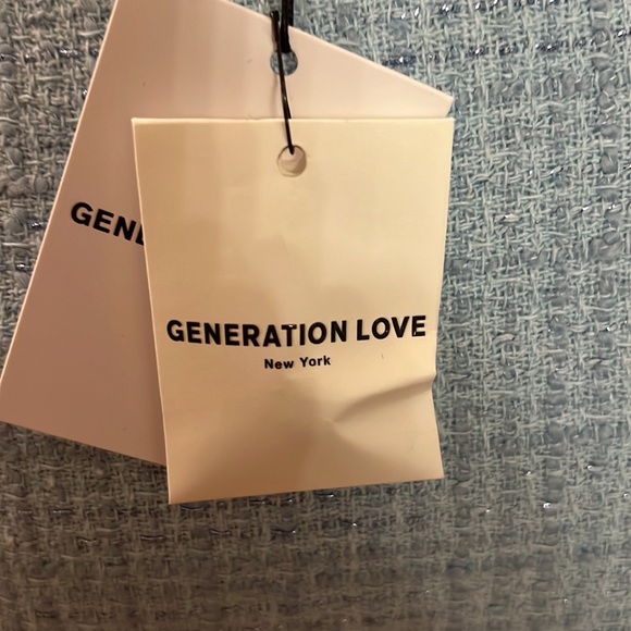 Generation Love Nessa Contrast Tweed Skirt French Blue Cream NWT - Picture 6 of 12